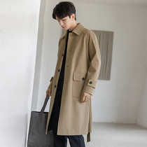 Corduroy casual Balmaken trench coat mens spring and autumn British wind coat autumn knee long coat