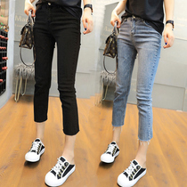 Black small straight drum jeans women 80% pants 2022 Spring summer new thin section 70% loose with slim 90% pants