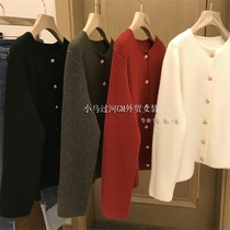  Smart eyes and beads Ah ah ah ah ah soft and comfortable~loose small profile retro solid color cardigan jacket female