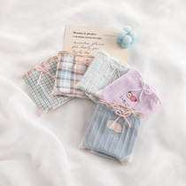 Popular Japanese cute plaid fruit mid-waist girls cotton crotch girls girls underwear ladies