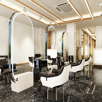  Net celebrity barber shop mirror table hair salon special hair salon mirror single and double-sided floor with lamp stainless steel hair cut trendy style