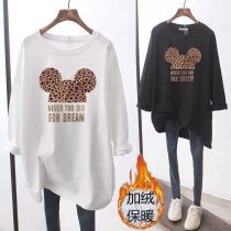 Pregnant woman t-shirt with long sleeves in long sleeves for undershirt spring and autumn clothes pure cotton loose Han version autumn winter plus suede thickened
