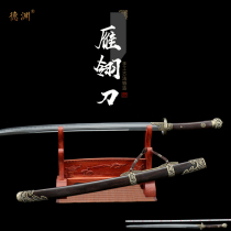 Longquan Deyuan sword embroidered spring knife one clean knife self-defense sword Yanling sword weapon large knife Qi family knife unopened blade