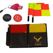 Professional football game referee patrol flag picker red and yellow card referee equipped with whistle tooth whistle