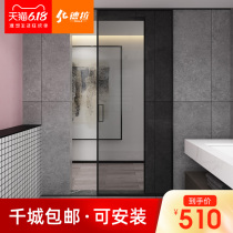 De La very narrow frame single fan sliding door Kitchen sliding door Bathroom Bathroom Aluminum alloy glass hanging rail partition door