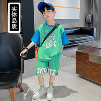 Boys summer clothing sports suit 2022 new CUHK children Summer short sleeves Two sets of Korean version handsome chic tide