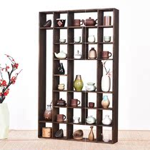 New Cashier Wall-mounted Wall Multi-Treasure Cabinet Bogu Rack Grid Swing Piece Rack Wall-mounted Solid Wood Rack Shelve Tea Cup Teapot Shelf Tea