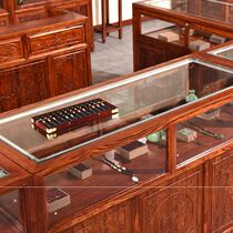 New Solid Wood Jewelry Jade Display Cabinet Counter Jewelry Antique Ancient Play Glass Shelf Tea Display Cabinet Chinese Exhibition