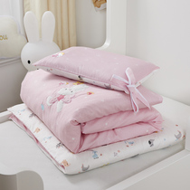 Class A 60s satin childrens kindergarten quilt three-piece cotton quilt Baby nap bedding into the garden Six-piece set