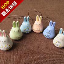 Long ear Rabbit Tao Porcelain Windbell Pendant Sunny Day Doll Wind Bells Hanging Decoration Door Adorned Bell Cat Children Presents