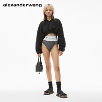 ALEXANDER WANG Ms. Alexander Wang Logo Decorative Rib Knitted Elastic Panties Carbon Black