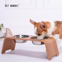 Cat bowl dog bowl ceramic stainless steel dog basin dog double bowl one anti-upset high foot cat basin dog cervical vertebra pet