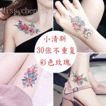 Net red tattoo sticker semi-permanent female waterproof durable simulation ins Wind color flower arm rose flower chest sticker