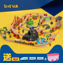 Childrens train track 140 pieces track Children electric car toy set 3 years old educational train track toy