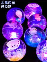 Elastic ball Childrens bouncing toys Ball games Flash luminous jumping ball Large ball Luminous ball with rope Small crystal ball