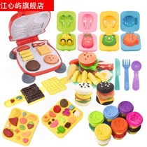 Childrens bread machine makes Plasticine like leather mud hamburger shop toy color mud fun Superman Qiqi and Yueyue