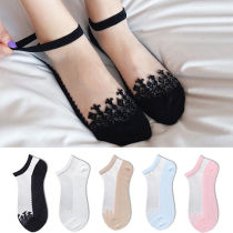 Candy Color Boat Socks Female Spring Summer Style Slim anti-hooking Silk Sox shortSox Crystal Sox invisible cotton bottom Carsilk Sox 100 lap