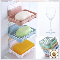 Shower room Laundry pool soap rack Toilet paste soap suction wall hanging wall double drain one-piece box