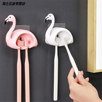 Powerful seamless wall-mounted toothbrush holder cartoon double card toothbrush holder 2-position toothbrush hanger bathroom dental storage rack