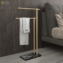 Nordic black and white marble towel rack Floor-to-ceiling towel hanging rod Bathroom bath towel storage rack Drying rack