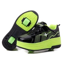 Childrens two-wheeled charging outing shoes wings boys roller skates front and rear wheel shoes womens explosive shoes shoes shoes with wheels