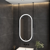 Smart bathroom mirror hanging hotel Oval toilet ceiling hanging mirror homestay double pole touch luminous mirror