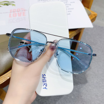 Starry sky gradient blue eyes tide brand men's anti-blue radiation protection ruffian handsome glasses myopia men's big frame fat face flat light