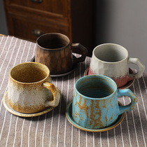 Coarse Pottery Retro Fast Espresso Coffee Cup Disc Creative Hand Sprint Coffee Mark Cup Eu Style Afternoon Tea Grab Iron Cup