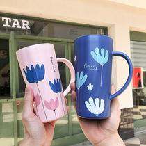Korean simple creative coffee mouth ceramic cup large capacity men and women office drinking water Cup student milk tea cup