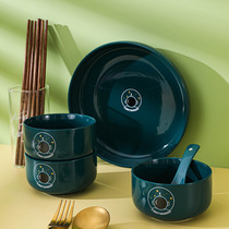 Nordic minimalist astronaut Ceramics Cartoon Home Bowl disc Dish Creative Astronaut Noodle Bowl Soup Bowl Steak Pan