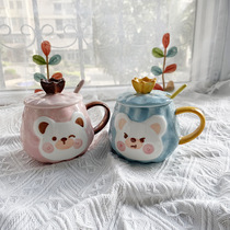Korean Japanese ceramic mug mug bear Crown Cup cute cartoon Milk Cup Breakfast Cup