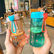 Cartoon Small Bear Carry-on Plastic Cup With Tea Leak Male And Female Students Cute Tea Cup Outdoor Portable Carry-on Cup