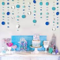 Kindergarten small class Ocean wind Huanchuang theme wall charm shopping mall summer blue star pull flower arrangement decoration