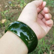  Xinjiang Hetian jade jasper bracelet widened and thickened spinach green jade bracelet fashion jewelry womens new product recommendation