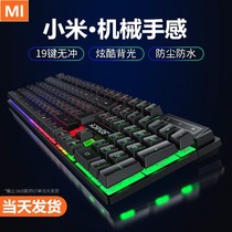 Xiaomi mechanical feel wired keyboard desktop computer laptop external USB glowing chicken Cross Fire electricity