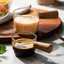 Japanese wooden handle glass small Milk Cup Cup Milk Jar coffee plus Milk Cup pour milk jug mini scale Juice Cup Cup Cup
