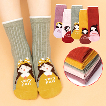 Childrens girls socks spring and autumn girls Baby Cotton middle-aged girls autumn and winter cotton thin socks autumn