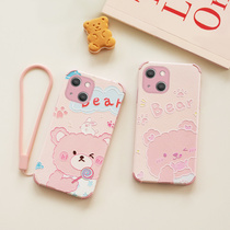 Color bear Apple 13 mobile phone case women iPhone13pro protective cover silicone 13proMAX anti-drop soft shell mini personality creative cartoon cute matte girl pink p