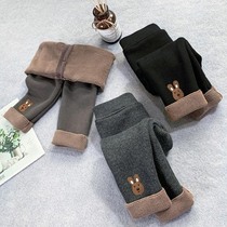 Foreign style leggings plus velvet padded autumn and winter children's pants one velvet warm wear girls and girls winter clothes