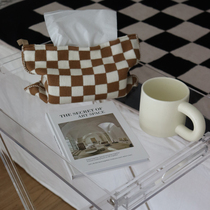 SOFTHOME checkerboard home desktop living room decorative tissue bag Nordic minimalist tissue set drawing box