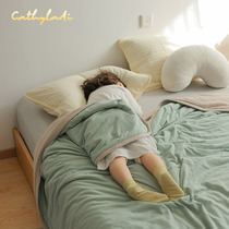 a class of geranium cotton air conditioning by summer pure cotton full cotton knit cotton nude sleep spring and autumn thin quilt washable child summer quilt