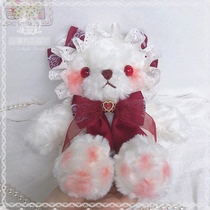 (muri) original handwritten lolita bear bag Burgundy lolita crossbody one-shoulder plush doll bag