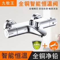 All copper intelligent thermostatic hot and cold automatic temperature control mixing valve solar electric water heater shower faucet concealed