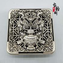 Pure copper antique ink cartridge Antique gilt silver hollow tea ceremony incense burner Home decoration crafts gift ornaments