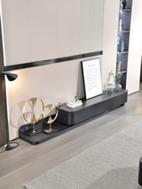 Italian rock board TV cabinet Modern simple retractable TV cabinet Black size apartment living room floor cabinet