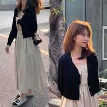 Early Spring Advanced Senses Fashion Temperament Two Suits Big Code Women Dress Style Harnesses One-piece Dress Knit Cardigan Jacket