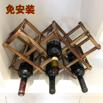 Red wine rack ornaments magenta wine rack household wine rack solid wood wine cabinet display rack red wine bottle storage rack