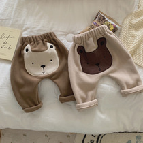 BBABBA Han autumn cartoon bear big ass male and female treasure outside wearing pants big fart pants male and female child Harlan Leisure