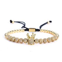 AliExpress Explosive Crown Bracelet Hand Woven Micro-inlay Zircon Diamond Ball Hand Ring Tone Fashion Mens Bracelet