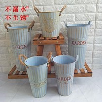 Eurostyle iron art flower barrel dry flower sig flower drum stall floral parlor livingroom raising flower barrel vases flower shop Flower Shop Awakening buckets